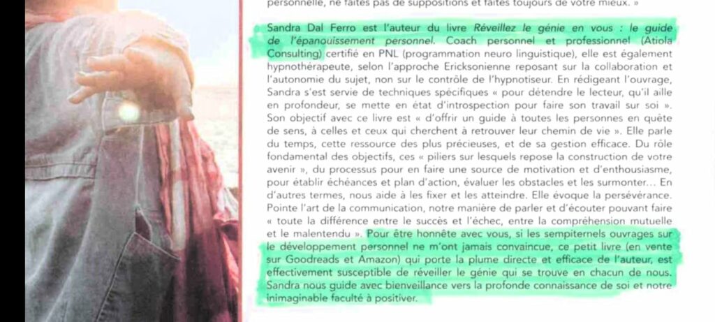 Article Sandra Dal Ferro - Atiola consulting dans La Gazette Mag Mauritius Janvier 2024